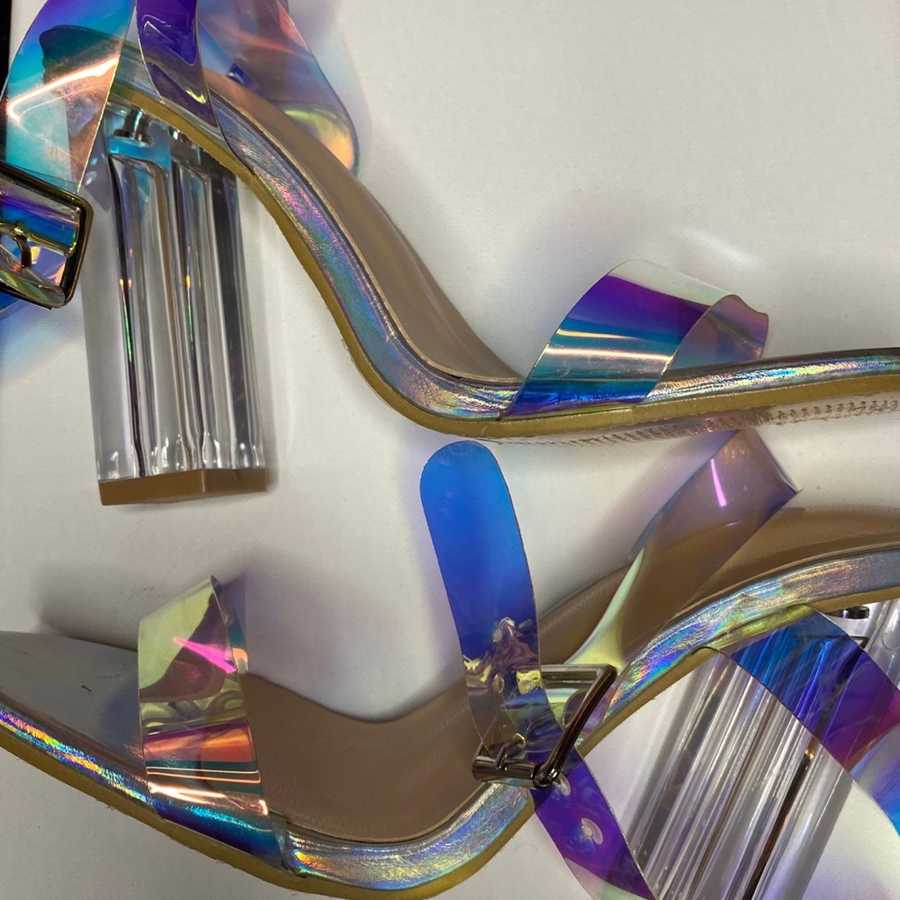 Prom Shoes! Clear Heel Open Toe (Clear & Hologram)
